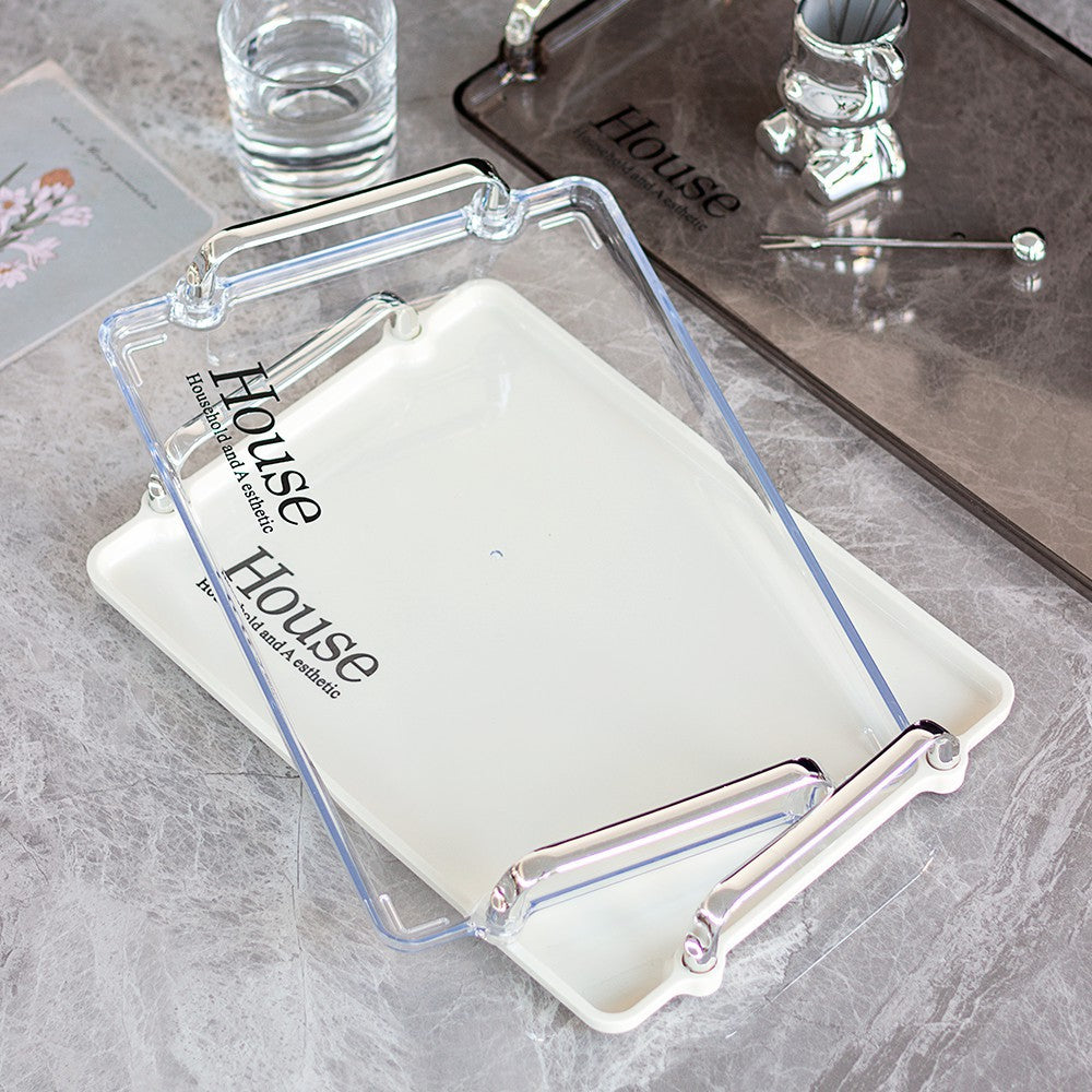 Nordic Luxury Rectangular Letter Tray for Living Room Coffee Table, Transparent Storage and Decorative Tray