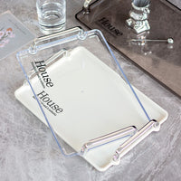 Nordic Luxury Rectangular Letter Tray for Living Room Coffee Table, Transparent Storage and Decorative Tray