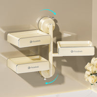 Suction Cup Rotating Soap Dish Wall Mounted Drain Soap Holder for Bathroom