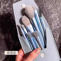 8-Piece Soft Bristle Makeup Brush Set with Card Holder Bag for Beginners