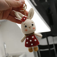 Pearl Bunny Handmade Knitted Doll Creative Wool Crochet Rabbit Pendant Exquisite Handcrafted Bag Charm