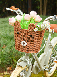 Kids' Woven Bicycle Basket - Retro Style Front Handlebar Storage for Balance Bikes & Scooters