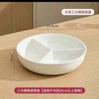 Ceramic Divided Steaming Plate for Rice Cooker, Kids' Food, and Home Use