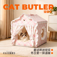 Cat Tent Bed Four Seasons Universal Semi-Enclosed Winter Warm Cat House Princess Nest Removable Washable