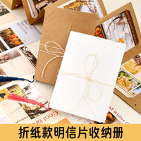 Mini Photo Album Postcard Holder, DIY Foldable Insert Blank Album, Vintage Style