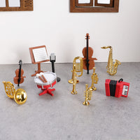 Miniature Musical Instrument Model Set - Accordion, Saxophone, Classical Instruments for Dollhouse Decor