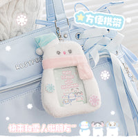 Rosyposy Plush Snowman Idol Photocard Holder with Keychain for Bags