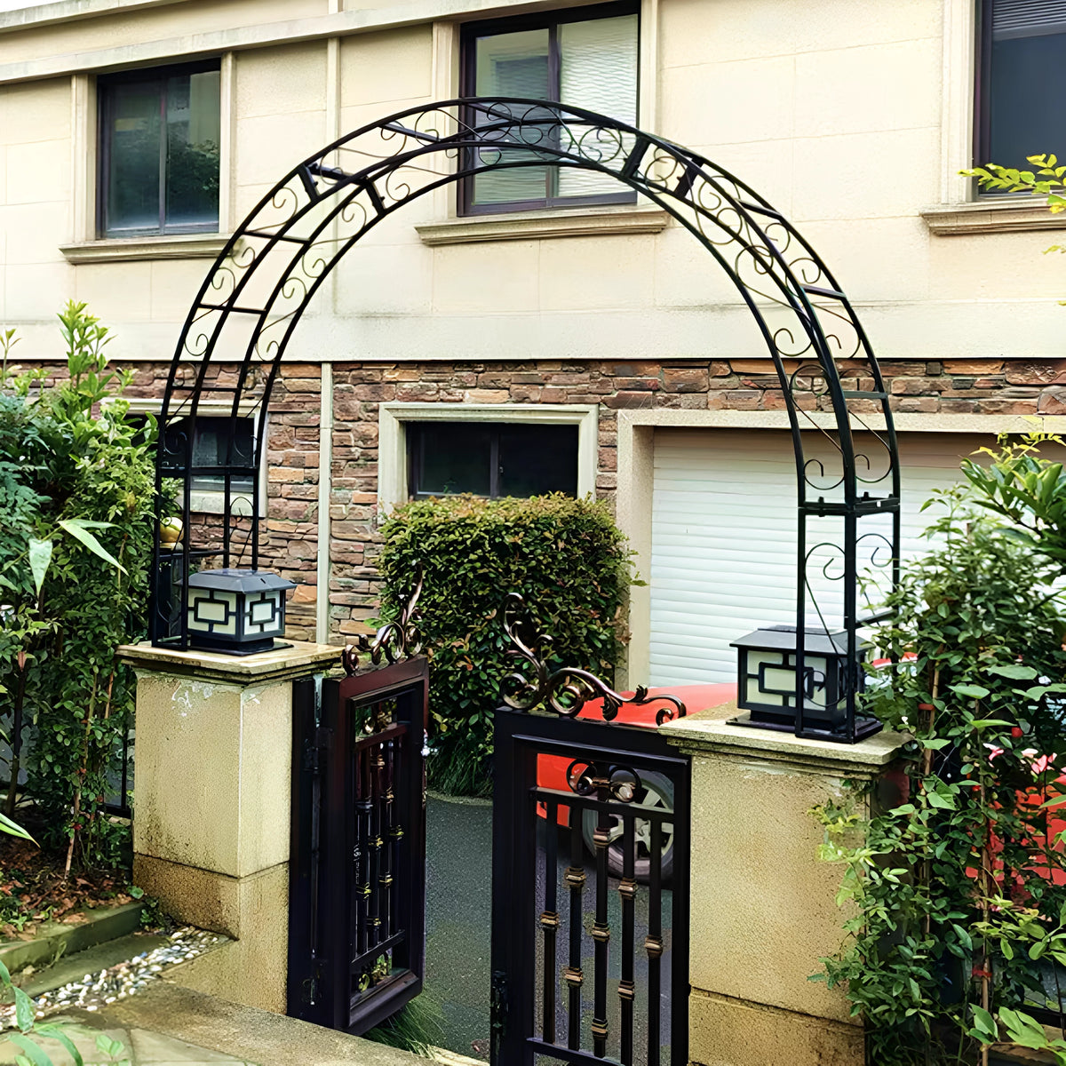 Outdoor Garden Arch Trellis for Climbing Plants, Metal Arbor for Yard Patio Decor