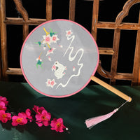 DIY Hand Embroidery Fan Kit for Beginners - Ancient Style Silk Ribbon Suzhou Embroidery