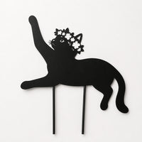 European Retro Garden Cat Silhouette Metal Rusty Ornament Outdoor Decor