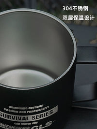 Outdoor 304 Stainless Steel Double-Layer Insulated Coffee Mug with Lid for Camping & Picnic
