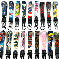 Japanese Ukiyo-e Wave Landscape Digital Print Keychain with Lobster Clasp for Bags