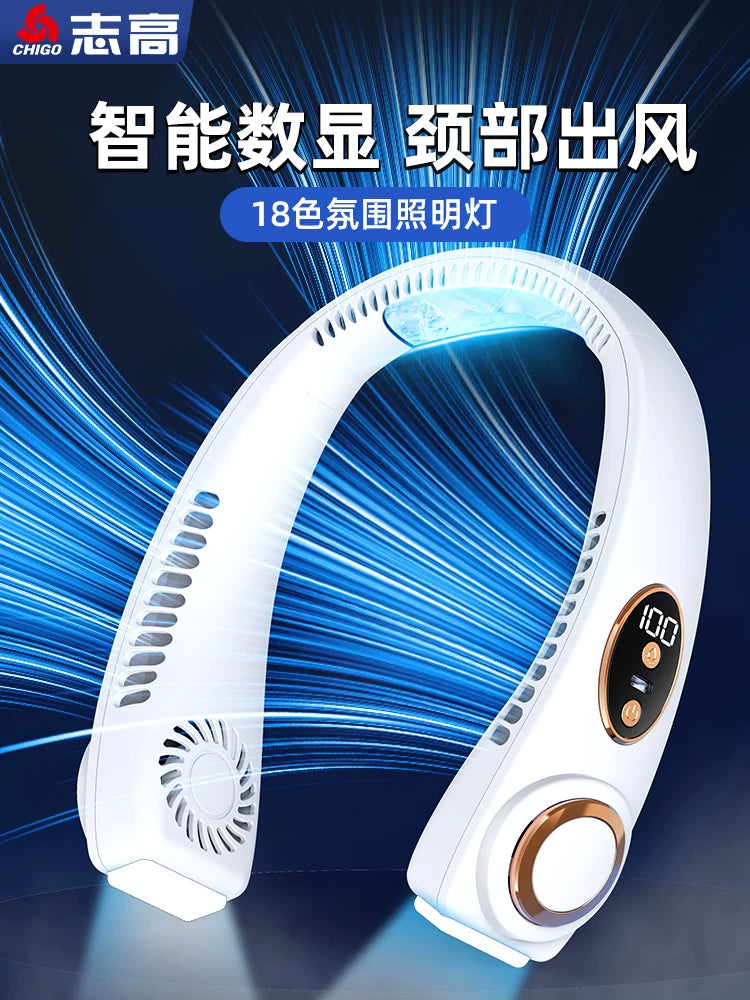 Chigo Portable Bladeless Neck Fan with Cooling Plate and LED Lights