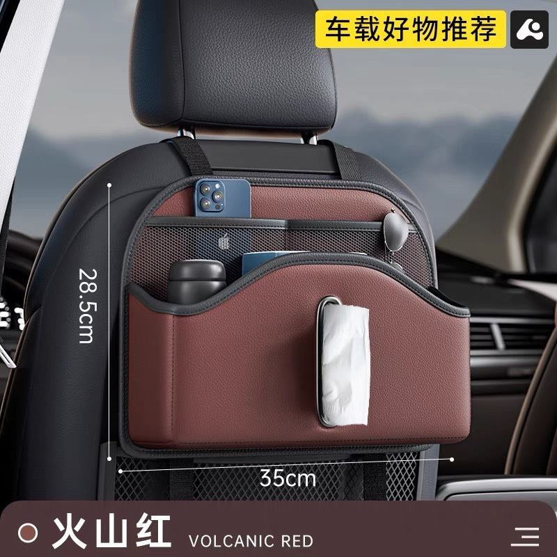 Car Seat Back Tissue Box Holder with Multi-functional Storage Bag