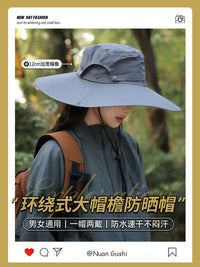 Unisex Wide Brim Cowboy Hat with Detachable Crown for Sun Protection and Outdoor Activities