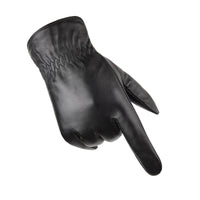 Men's Winter Warm Genuine Leather Gloves with Touchscreen Function and Non-slip Grip for Cycling and Motorcycling