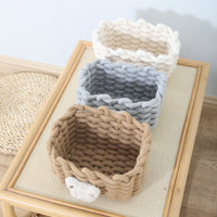 Cute Bear Desktop Storage Basket Korean Style Cotton Linen Woven Organizer for Keys Snacks Sundries