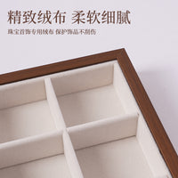 Walnut Grain Jewelry Display Tray with Lid, Ring Earring Storage Organizer for Retail and Home