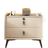 Modern Nightstand with Wireless Charging, Small Smart Bedside Table for Bedroom