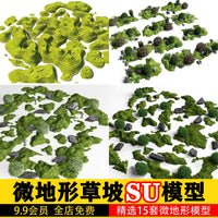 Sloped Terrain Garden Landscape Design SU Model for Parks and Green Spaces