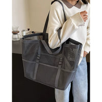 Large Capacity Mesh Beach Tote Bag for Swimming, Travel, and Gym