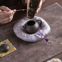 Chinese Style Padded Fabric Teapot Coaster Heat-Insulating Cotton Linen Thickened Anti-Scald Tea Ceremony Accessory