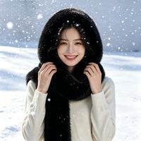 Women's Faux Fox Fur Scarf Shawl Double-Sided Thick Long Plush Plain Winter Neck Warmer