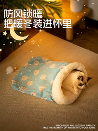 Cat Sleeping Bag Winter Warm Enclosed Cave Pet Bed Removable Washable Tunnel