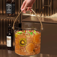 Portable Acrylic Ice Bucket with Leather Handle for Beer Wine Champagne