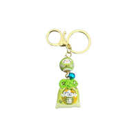 Lucky Cat Omamori Charm with Bell - Japanese Style Fortune Amulet Keychain