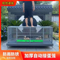 Outdoor Galvanized Steel Chicken Coop with Rain Cover and Nesting Box