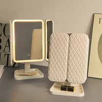 LED Makeup Mirror with Light Smart Charging Foldable Rotating Fill Light Dressing Table Mirror
