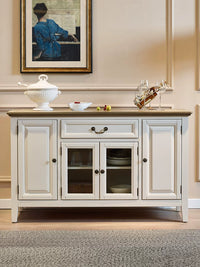 American Country Solid Wood Sideboard Mediterranean Style Storage Cabinet for Living Room Dining Room