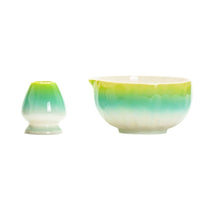Ceramic Matcha Bowl Set with Bamboo Whisk and Stand, Diamond Pattern, Gradient Colors