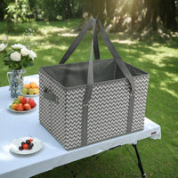 Foldable Non-Woven Storage Basket with Handles for Picnic and Travel