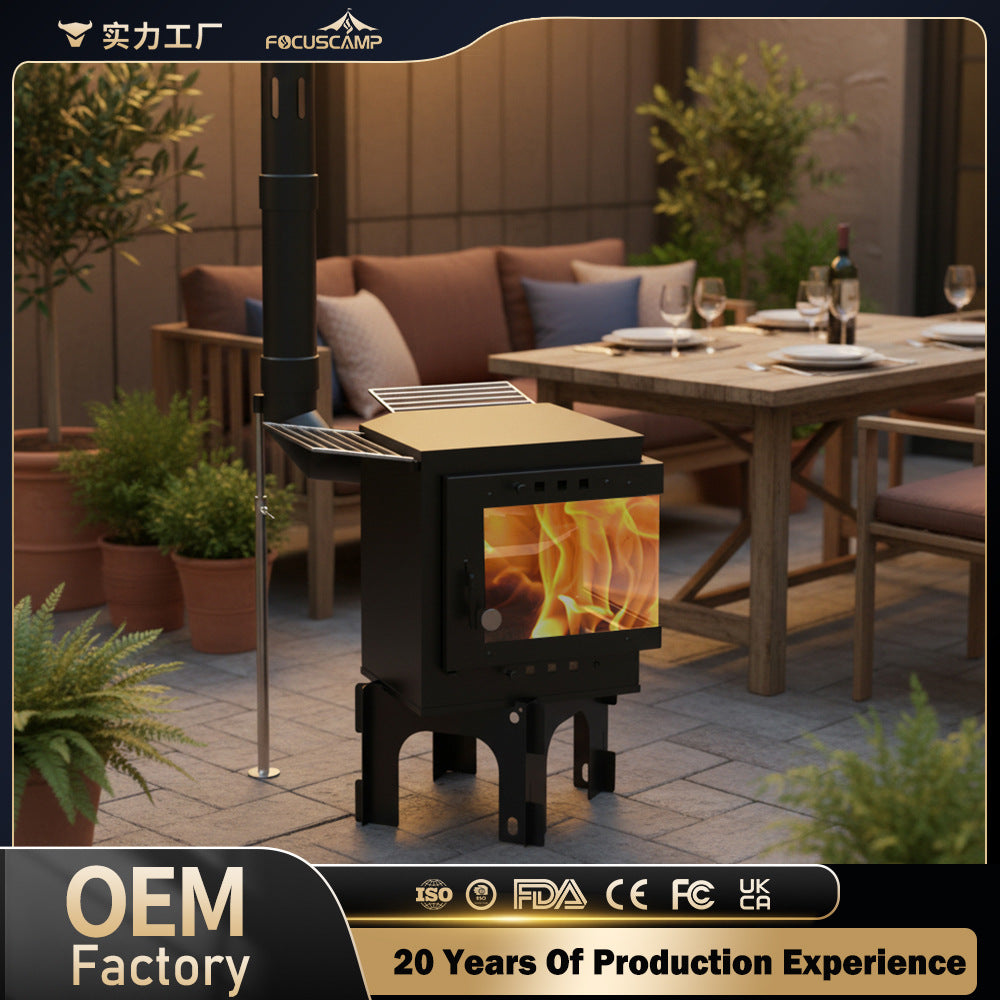 Cast Iron Wood Burning Fireplace Stove for Indoor Home Heating and Garden Use