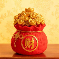 Lucky Cat Piggy Bank with New Year Fortune Bag Design, Fall-Resistant Decoration for Living Room and Bedroom