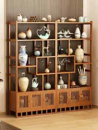 Bamboo New Chinese Style Display Shelf Tea Cabinet Modern Minimalist Curio Rack