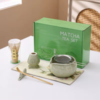 Ceramic Matcha Bowl Set with Spout and Whisk for Traditional Tea Ceremony