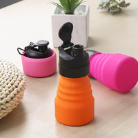 520ml Collapsible Silicone Water Bottle with Hook for Travel, Cycling, and Coffee