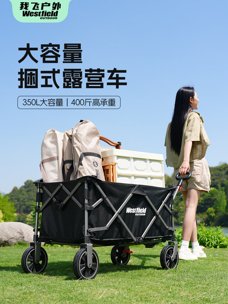 iFLY Collapsible Outdoor Camping Cart with Tabletop Option, Heavy-Duty Picnic Utility Wagon for Travel and Beach