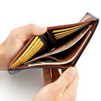 Men's Genuine Leather Bifold Wallet with Box Coin Pocket