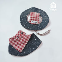 Pet Denim Hat and Bandana Set for Cats and Dogs - Christmas & New Year Star Embossed Scarf