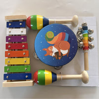 Orff Musical Instrument Wooden Box Set for Kids - Xylophone, Hand Bells, Early Education Percussion Toys