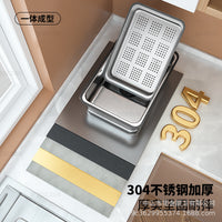 Stainless Steel Sink Colander Basket Multi-functional Drain Basin for Single Sink