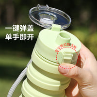 Portable Collapsible Silicone Water Bottle with Flip Lid for Outdoor Cycling Hiking