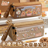 Cute Capybara Oxford Cloth Pencil Case Large Capacity Stationery Pouch