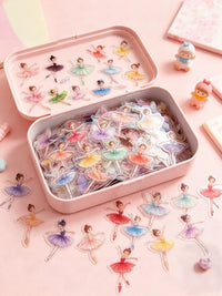 50PCS Transparent Cartoon Ballerina Girl Stickers for Scrapbooking, Guitar, Laptop, Water Bottle, Luggage, Helmet Decoration
