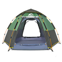 Automatic Hexagonal Pop-Up Camping Tent for Family Outdoor Activities, Double Layer Waterproof UV Protection