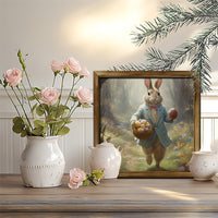 Easter Bunny Wooden Decorative Plaque Spring Pastoral Style Tabletop Decor